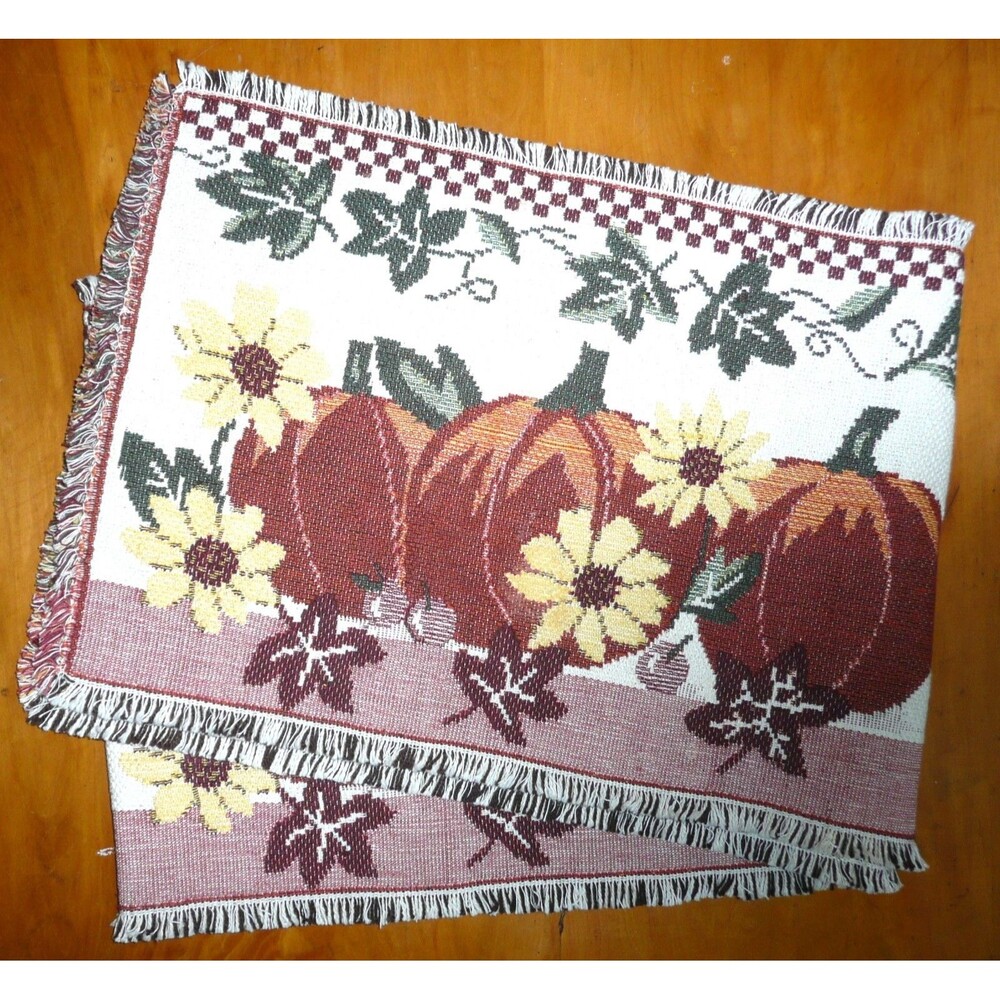 Great Pumpkin Harvest Tapestry Table Runner Halloween Thanksgiving Autumn Decor